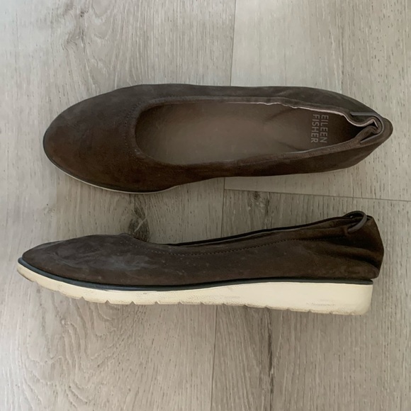 Eileen Fisher‎ Brown Leather Flats - Picture 1 of 4